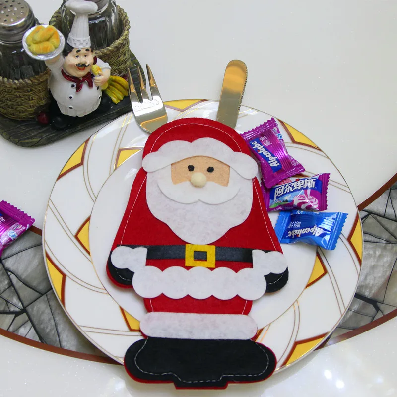 Новогодние сумки для столовой посуды украшение обеденного стола ножа вилки