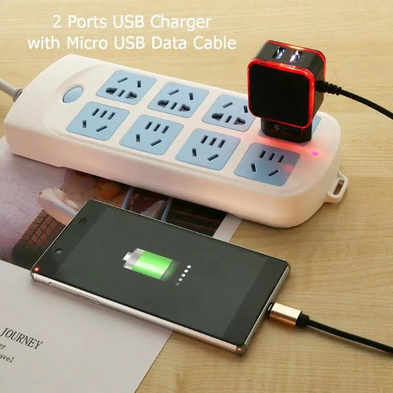 2 Порты USB Зарядное устройство 5V 3.1A Быстрая зарядка настенный адаптер с разъемом Micro USB для зарядки и синхронизации данных кабель для Android USB ЗУ для мобильного телефона
