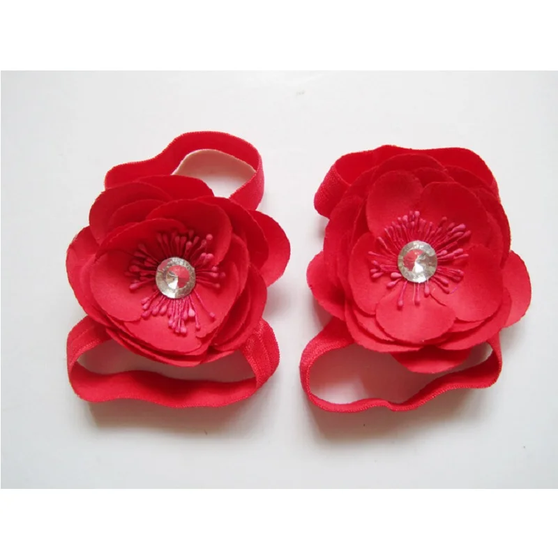 Hooyi-Zapatos con diamantes para beb&eacute; y ni&ntilde;a, calzado Floral para reci&eacute;n nacido, accesorios florales para mano, calcetines de gasa para ni&ntilde;o, zapatilla F2-3