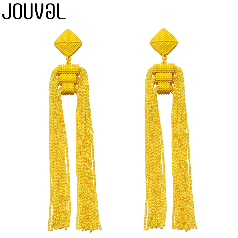 E1323-1 JOUVAL, ручной работы, длинные бусы с кисточкой, серьги для женщин, трендовые Висячие Серьги Brincos, серьги с бахромой, ювелирные изделия в стиле бохо - Окраска металла: E1323-1