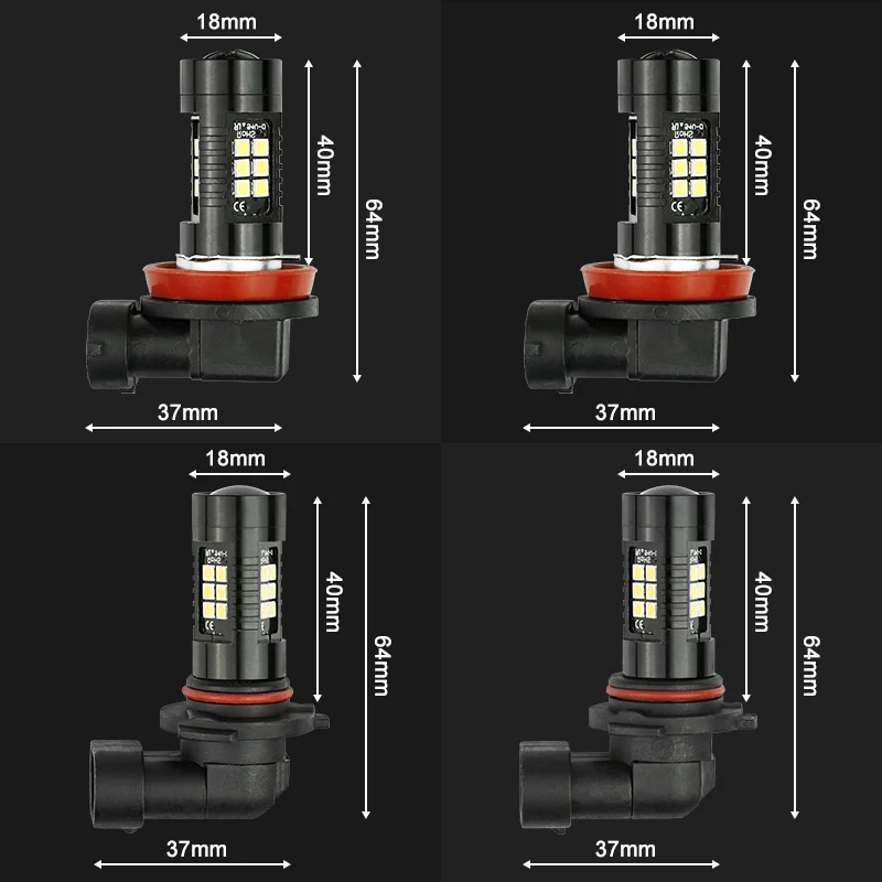 2 шт. H8 H11 Led HB4 9006 HB3 9005 Противотуманные фары лампы 1200LM 6000K белый автомобиль дальнего света автоматические светодиоды 12 в 24 В