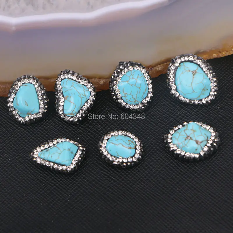10 шт синий Howlite камень Самородок соединитель Бусы из драгоценных камней Шарм