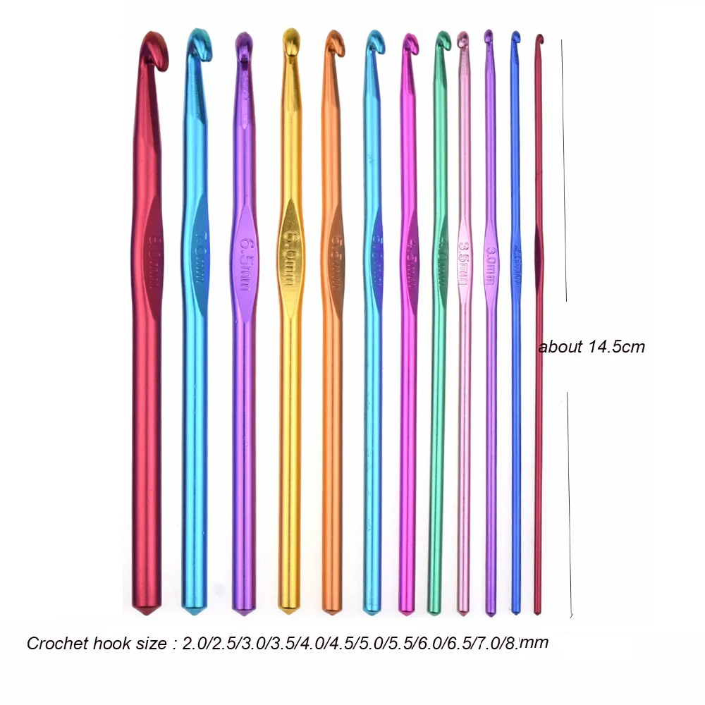 Набор алюминиевых крючков для вязания цветная резиновая ручка набор швейный