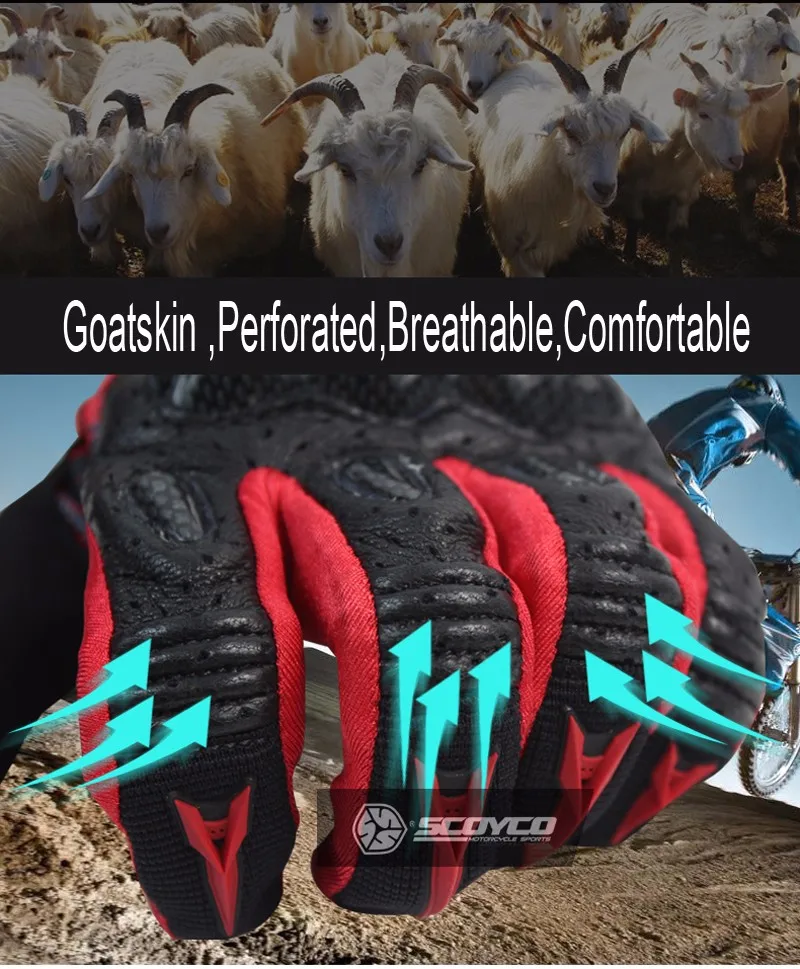 SCOYCO Мотоциклетные Перчатки Кожаные носимые мотокросса гонщик защита Guantes Moto Профессиональный Luva Motociclista