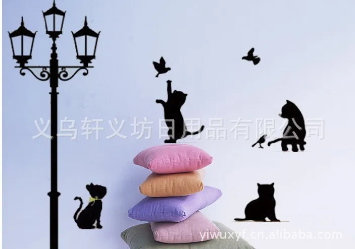Vinyl stickers PVC wall cat decorative living room wallpaper DIY home art poster under the lights | Дом и сад