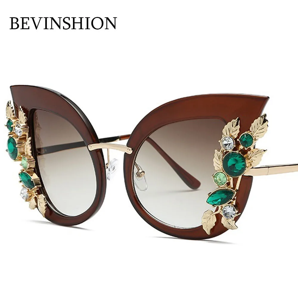 Новинка 2018 брендовые роскошные солнцезащитные очки кошачий глаз с алмазной