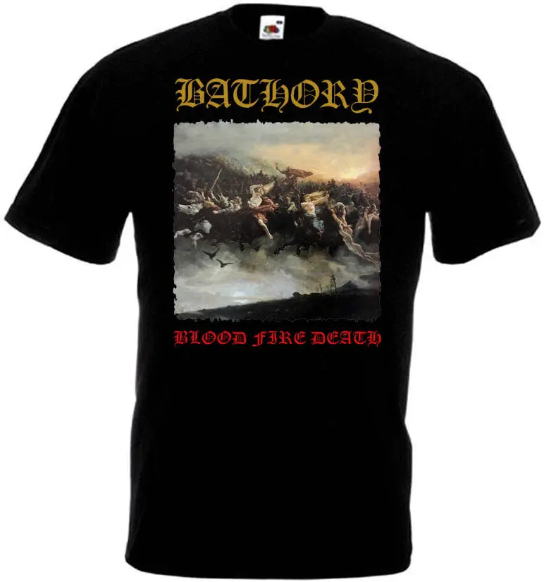 Bathory Blood Fire Death/футболка черного цвета с металлическим мусором все размеры хит