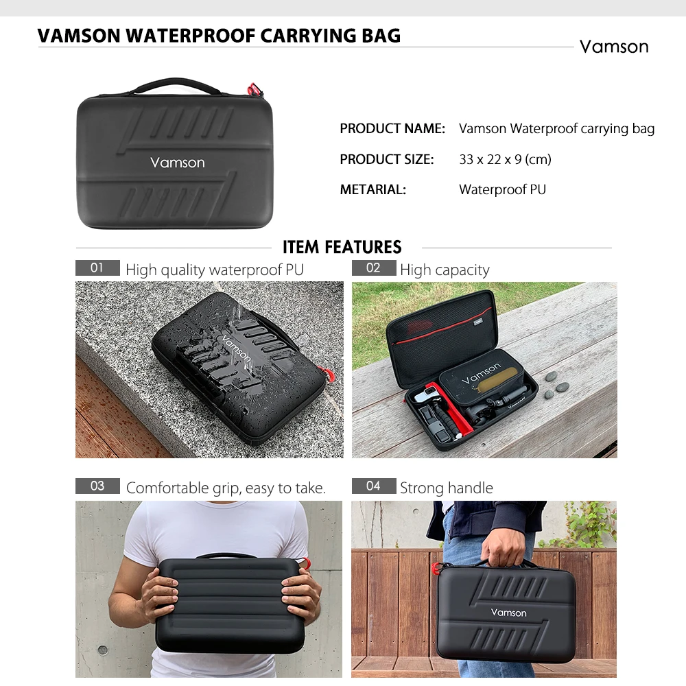 Pаспродажа Vamson для экшн-камеры Gopro Аксессуар для Go Pro Hero 7 6 5 черный аксессуары комплект Водонепроницаемый защитный корпус Чехол VS73