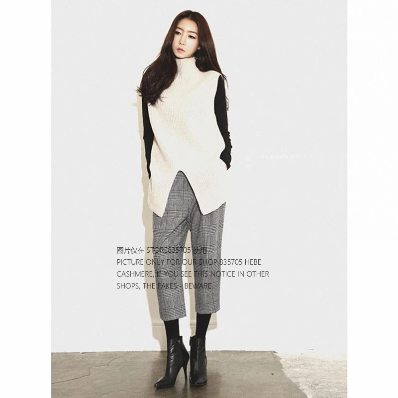 Женский вязаный жилет с высоким воротом шерстяной свитер без рукавов пуловер