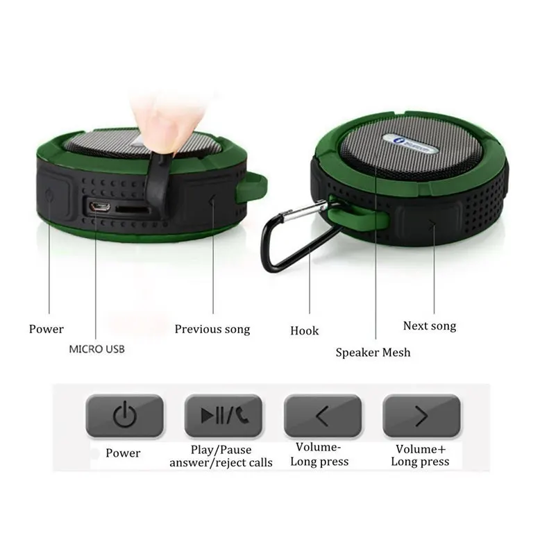 ARYAGO Mini Wireless Portable Waterproof Bluetooth Speaker Outdoor Car TF with Suction Cup HandsFree MP3 Player | Электроника