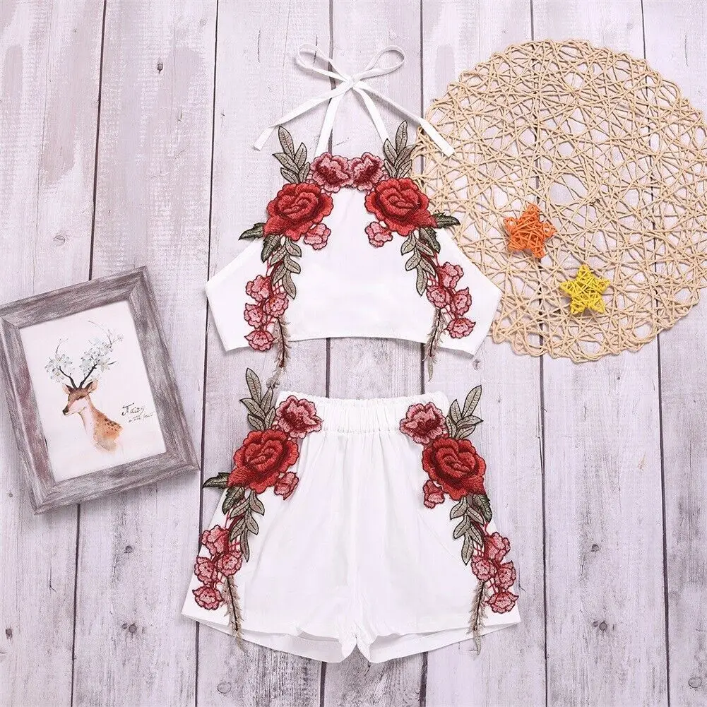 Детская Кружевная футболка без рукавов для маленьких девочек платье топ юбка