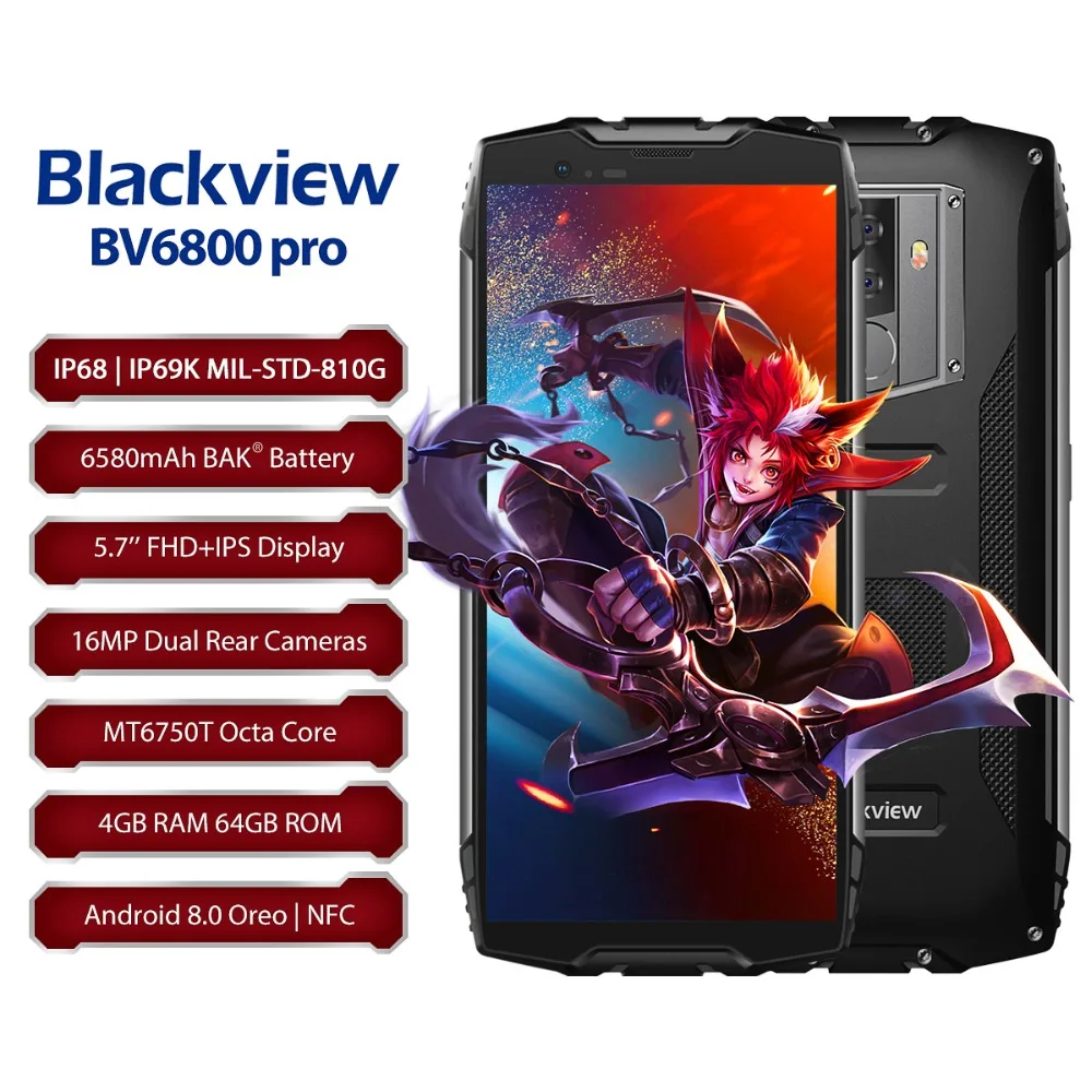 Blackview BV6800 Pro смартфон с 5 7 дюймовым дисплеем восьмиядерным процессором Android 8 0 ОЗУ 4