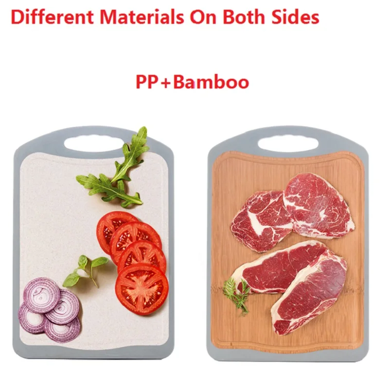 1Pcs Kitchen Chopping Board Double-sided Dual-purpose Cutting Thickening Anti-skid Meat Vegetables PP+Bamboo 38.5cm*26.5cm*2cm | Дом и сад