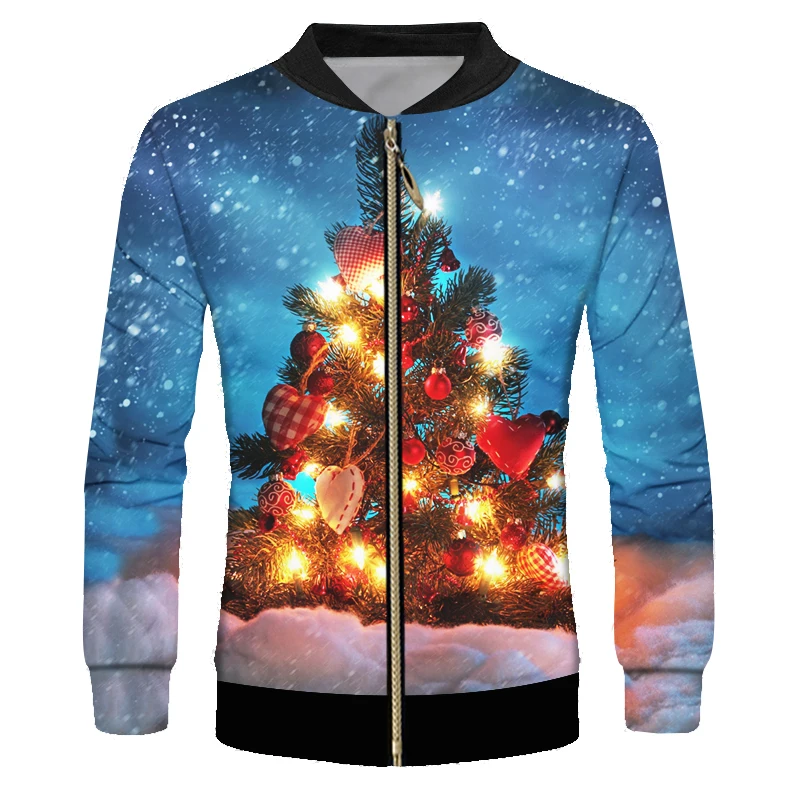OGKB Мужское пальто на молнии с 3D принтом Рождество и Санта-Клаус большой размер 6XL