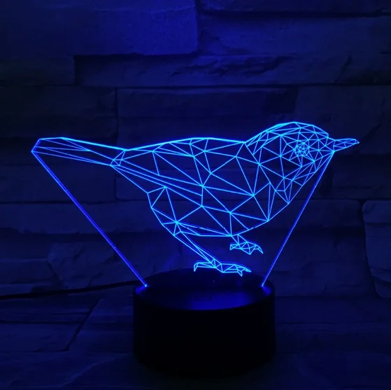 Bird Милый 3D птица Настольный календарь с изображением животных стол Лава Lampara светодиодный ночник визуальное настроение RGB 7 цветов изменить детский подарок на Рождество, Хэллоуин - Испускаемый цвет: Bird