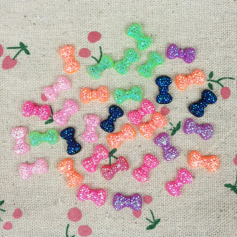 200 шт. кабошон с плоской задней стороной милые 3D банты для дизайна ногтей цветные