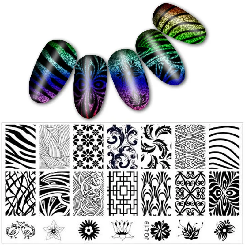

New10pcs/set Mix Design Flower 3d DIY Nail Art Stamp Stamping 6*12CM Stainless Steel Image Plate Template tools