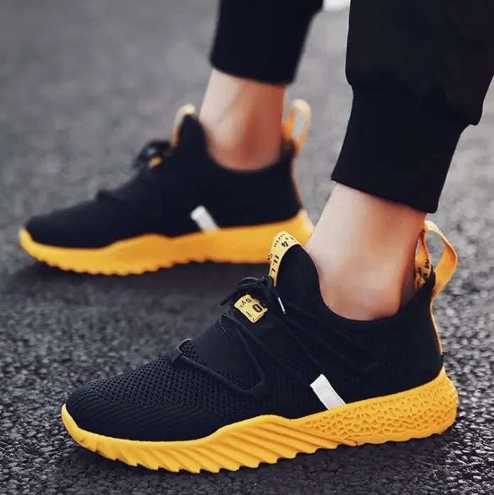 2019 Fashion Black Red Yellow Knit Mesh High Quality Men Shoes Designer Breathable Luxury Brand Casual Sneakers | Обувь
