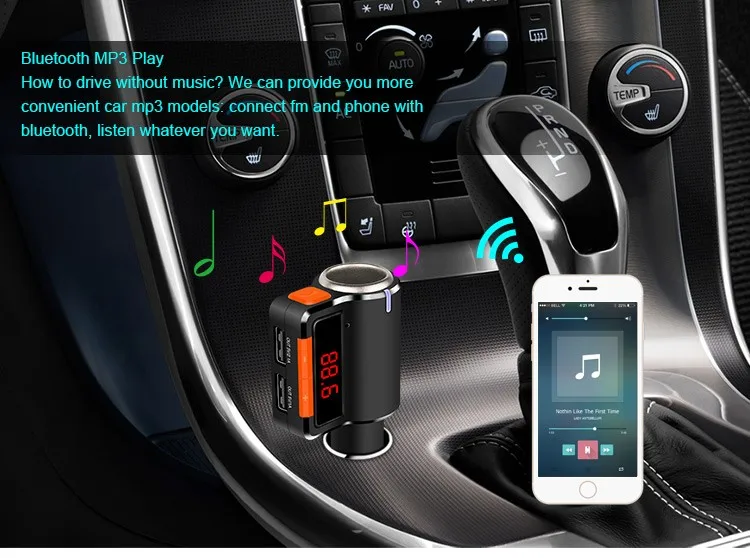 STOD Dual USB Автомобильное зарядное устройство 3.1A прикуриватель Bluetooth fm-передатчик AUX для iPhone 5 6s 7 Plus samsung Xiaomi huawei аудио