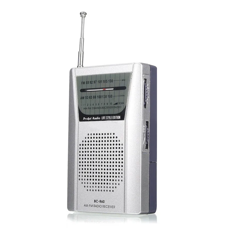 LEORY Mini Silver портативный светодиодный AM/FM телескопическая антенна радиоколонка