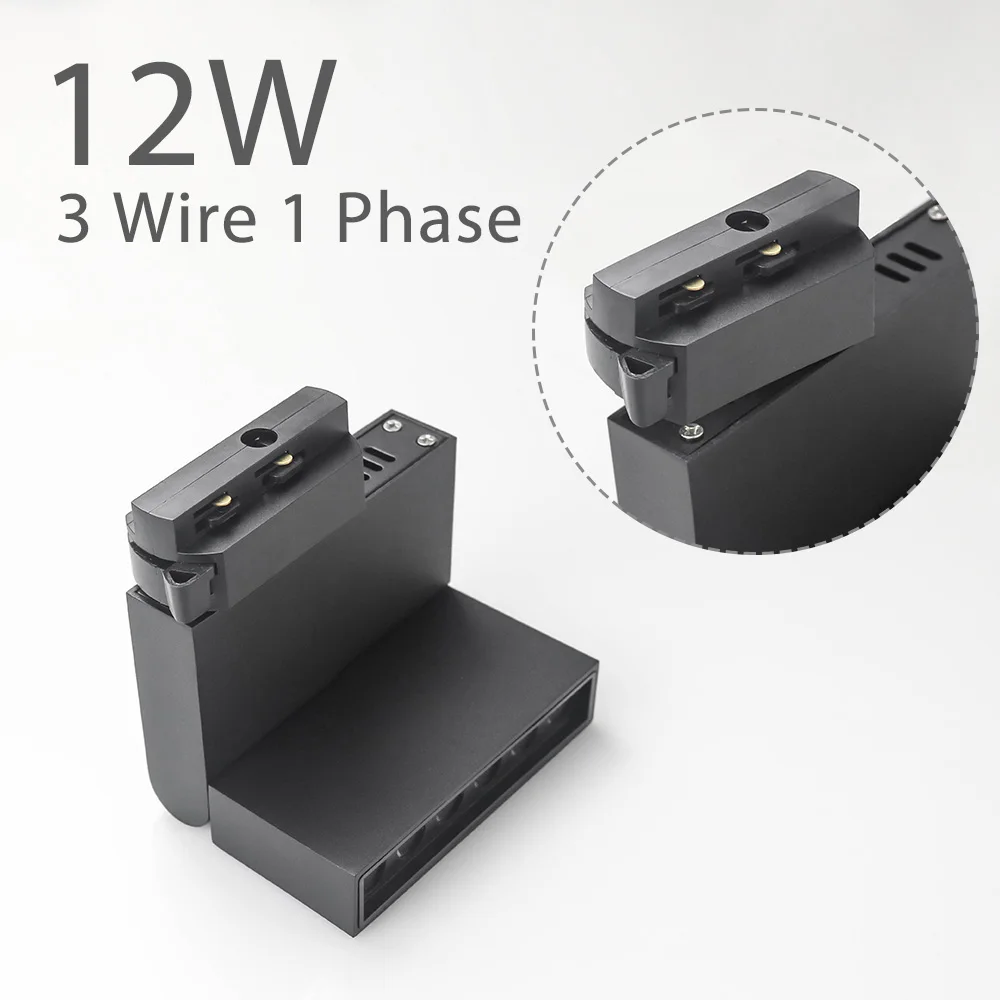 Black 12W-3wire 2/3/4 провода 3 фазы светодиодный трек светильник 12 Вт 85-265V рельсового Точечный светильник s современный трек Сапоги с подсветкой магазин лампы выставочный цех светильник Инж - Испускаемый цвет: Black 12W-3wire