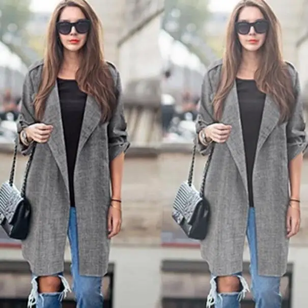 2018 осеннее женское тонкое пальто кардиган с длинными рукавами большого размера