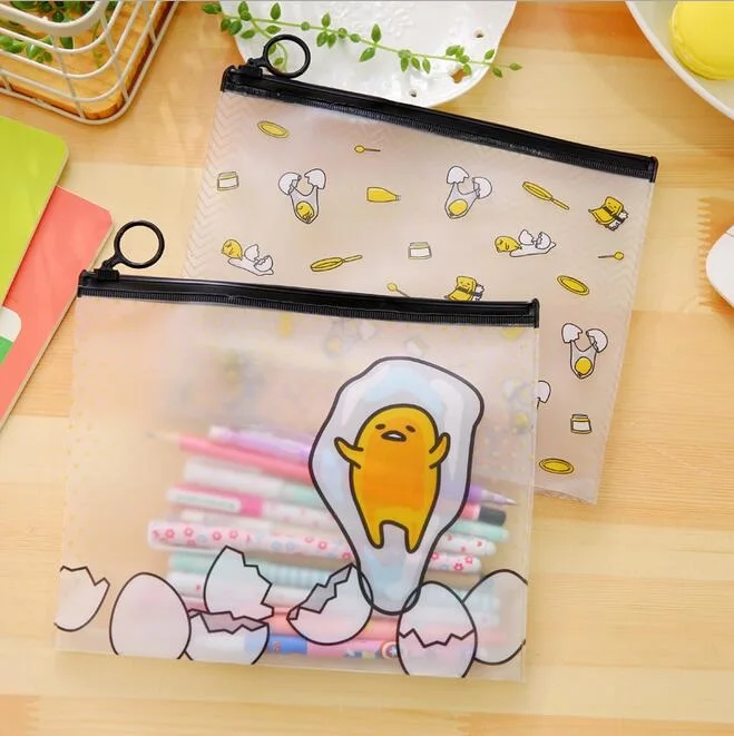 20 шт./партия 222*180 мм Kawaii Mr. Lazy Egg ПВХ прозрачные пенальбэг Gudetama мешки для очистки DIY канцелярские сумки офисные школьные принадлежности - Цвет: Mixed designs