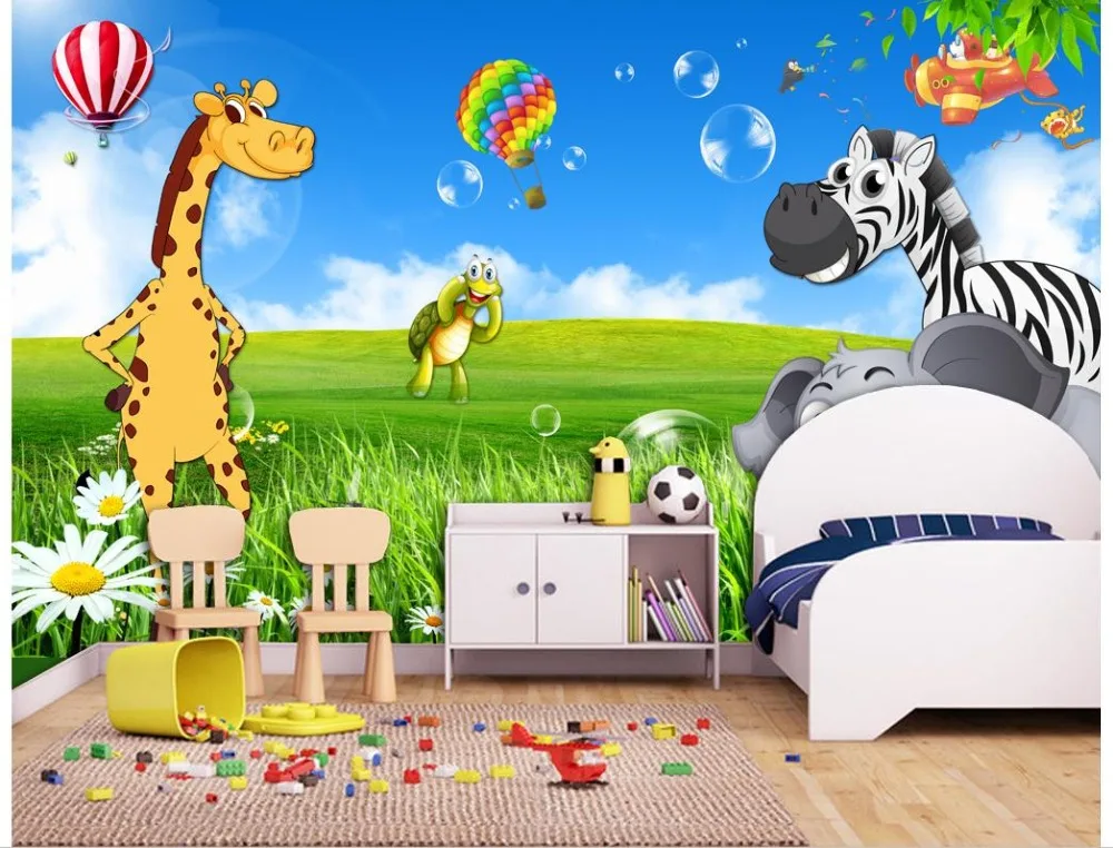 3d обои для стен детей Мультяшные с животными домашний декор|3d wallpaper|wallpaper for wallscustom
