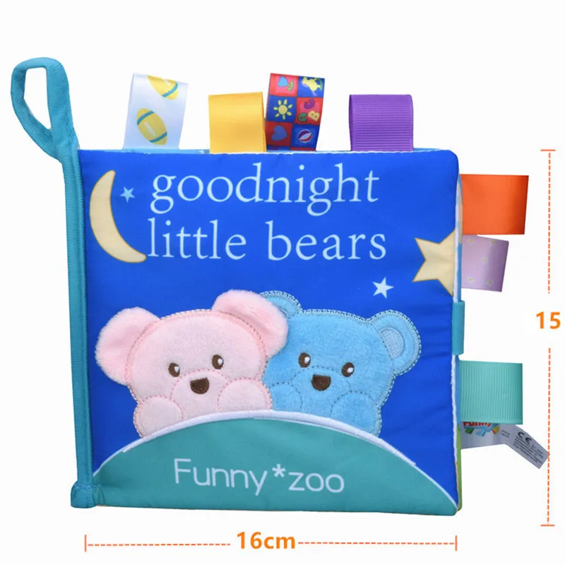 bear 16x15cm Картонные детские игрушки книжки из мягкой ткани звук шелеста детские развивающие кролик погремушка в коляску новорожденная кроватка детские игрушки 0-24 месяца - Цвет: bear 16x15cm