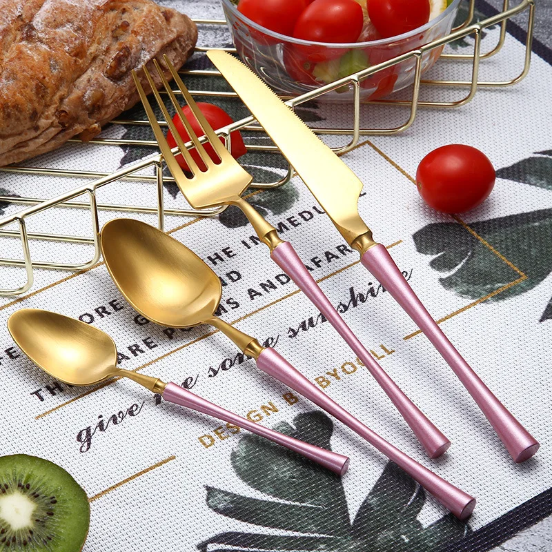 

Western Dinnerware Set Colorful Kitchen Set Stainless Steel Western Tableware Set For Home Dinnerware Kitchen Cutlery Supplies