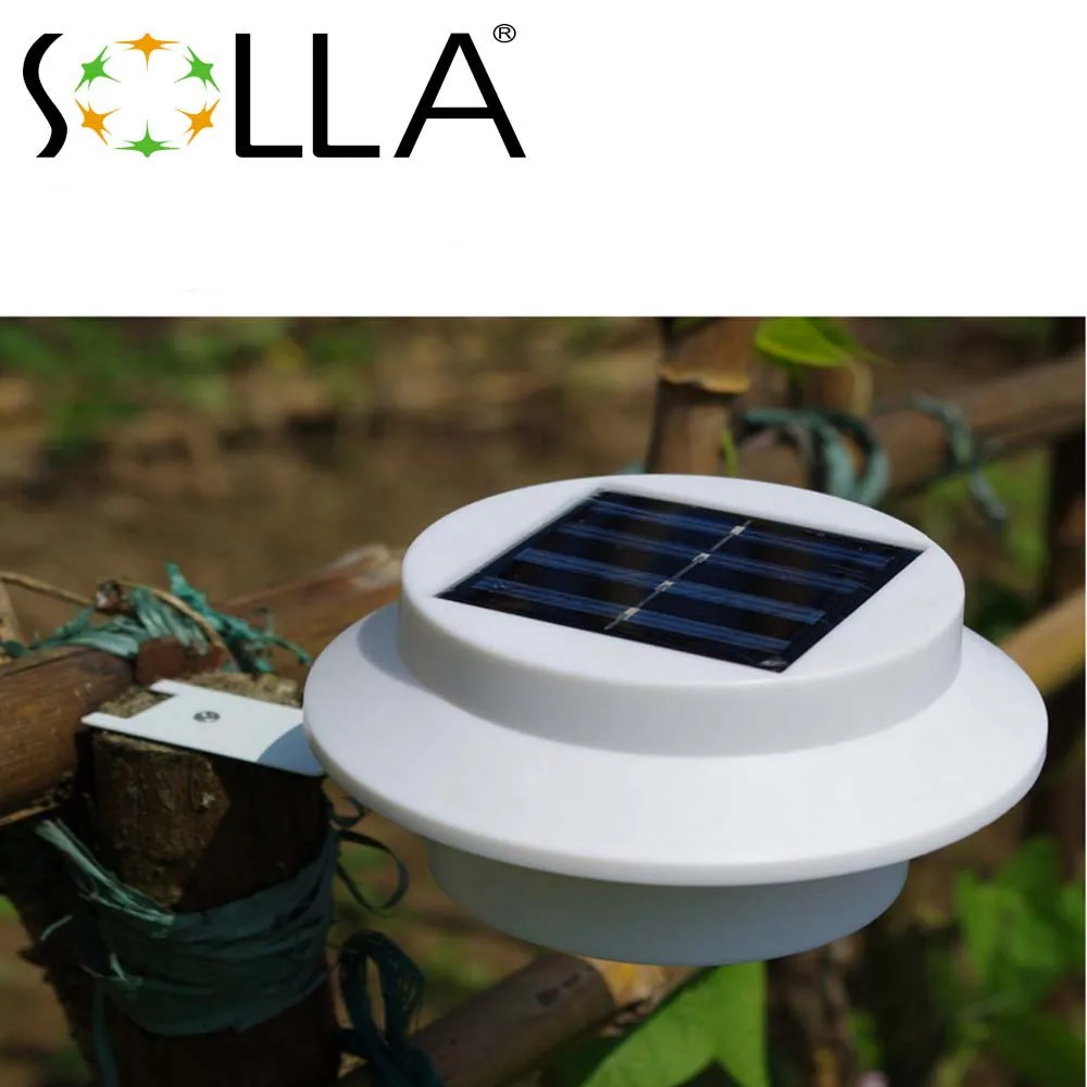 2016 Горячий Белый Солнечной Энергии 3 LED Забор Раковина освещения Открытый Сад