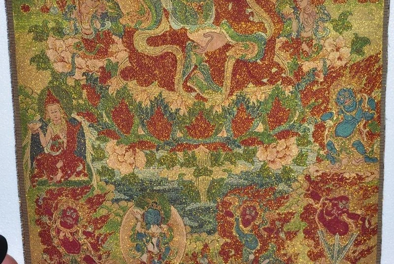 WBY 35 &quotтибетская шелковая вышивка искусство Tangka Padmasambhava Бог статуя Будды танка |