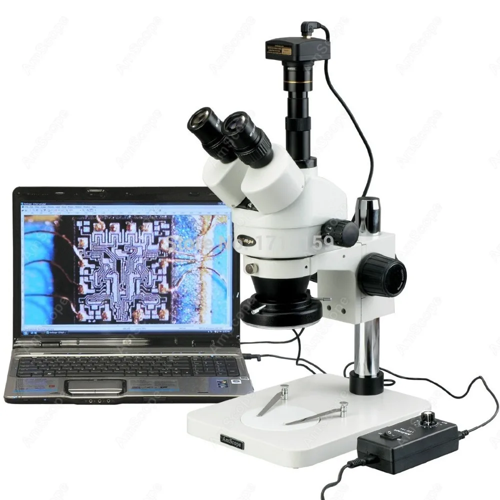 

AmScope поставки 3.5X-90X зум стерео микроскоп с 144-светодиодный кольцевой свет + 3MP цифровая USB камера