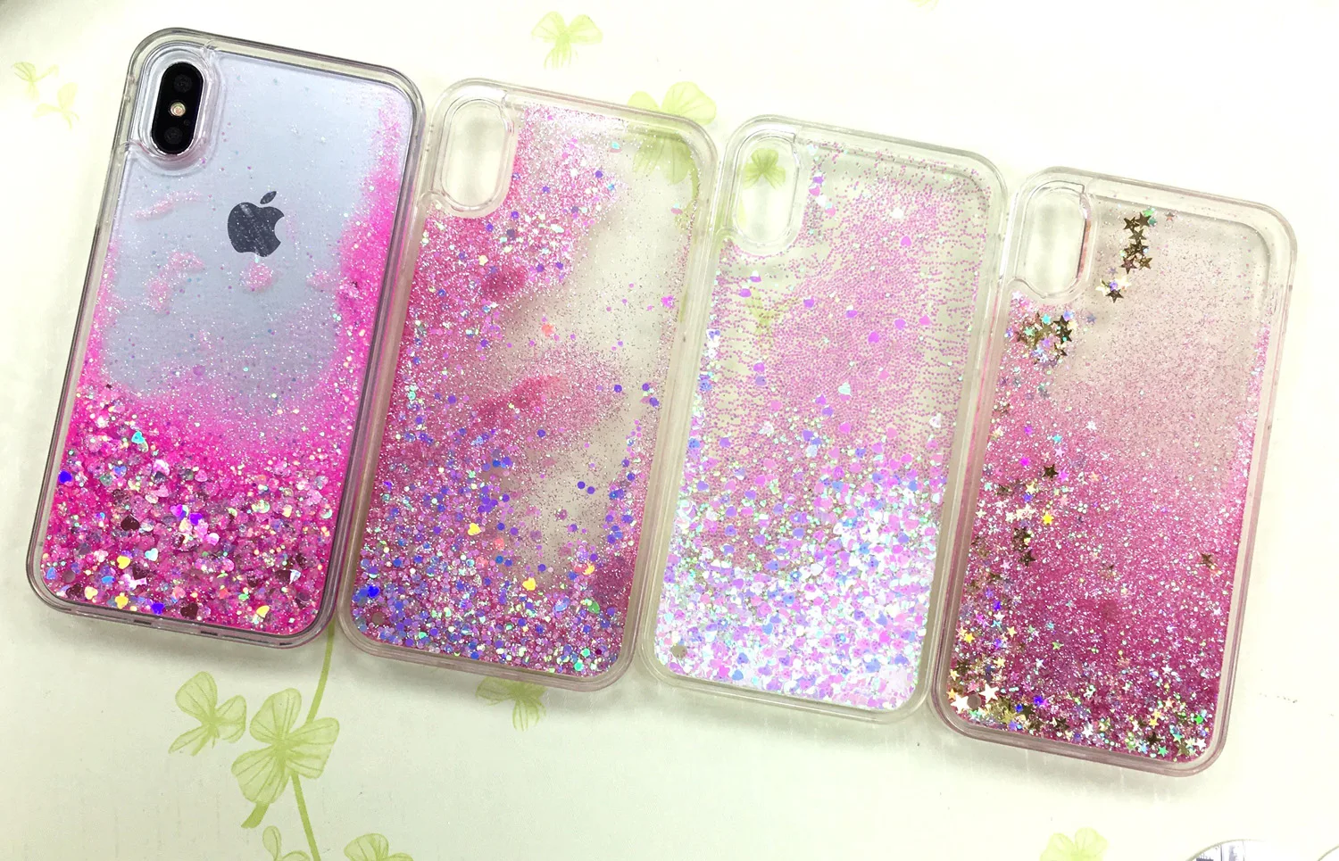 Чехол для телефона с сердечками звездами и блестками iPhone 5 5S SE 6 6S 7 Plus X мягкая