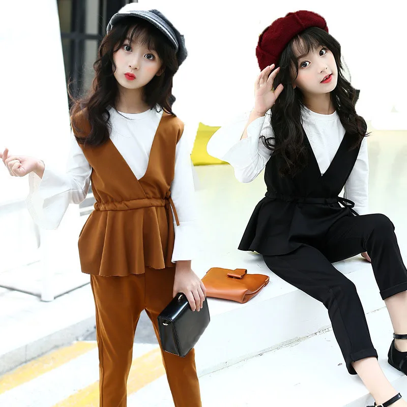 Комплект одежды из 3 предметов для больших девочек весна 2018 черный коричневый