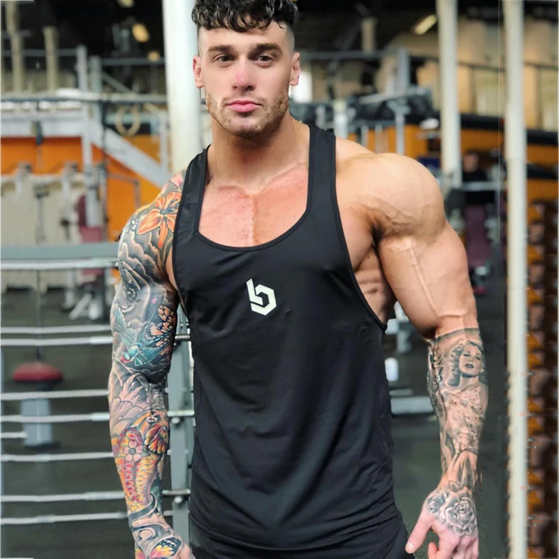 Майка тренажерные залы без рукавов Футболка Для мужчин лето хлопок Повседневное