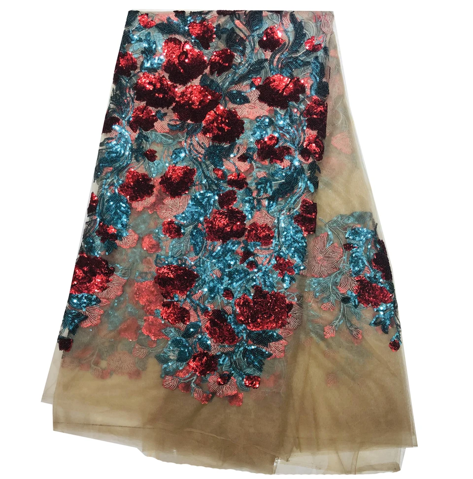 Latest Sequin Lace Fabric 5 Yards Flower African 2019 High Quality Nigeria Sequins Laces | Дом и сад