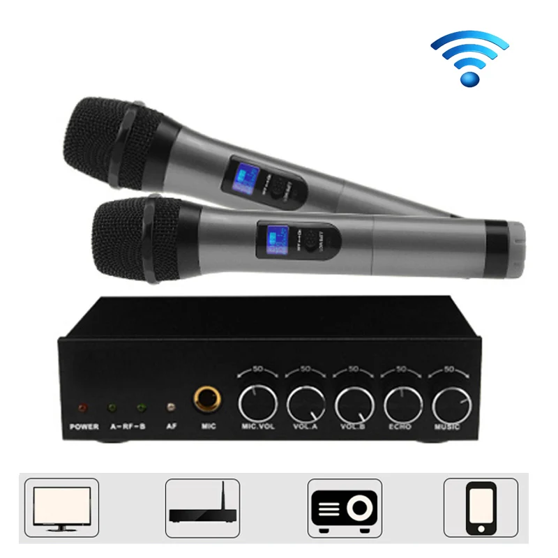Bluetooth двойной беспроводной ручной микрофон KTV караоке эхо UHF с высокой