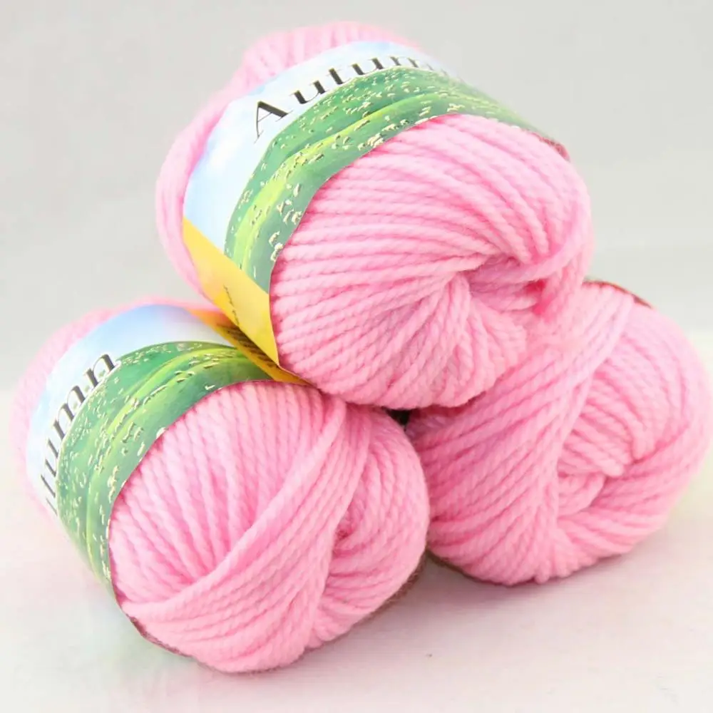 pink 202 Лот из 3 BallsX50g на не сужающемся книзу массивном ботинки ручной работы; Толстая шерстяная пряжа для вязания 248-C1 - Цвет: pink 202