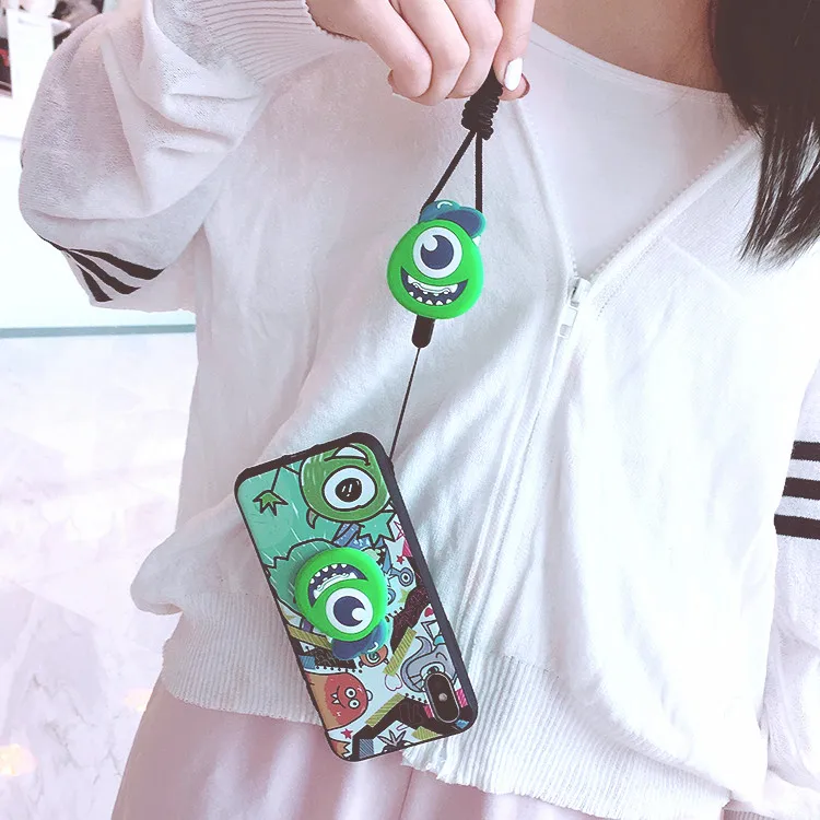 For Samsung S8 S9/s9 plus case soft cartoon eye cover for galaxy note 8/9 S7 edge S10 lite + 3D holder strap |