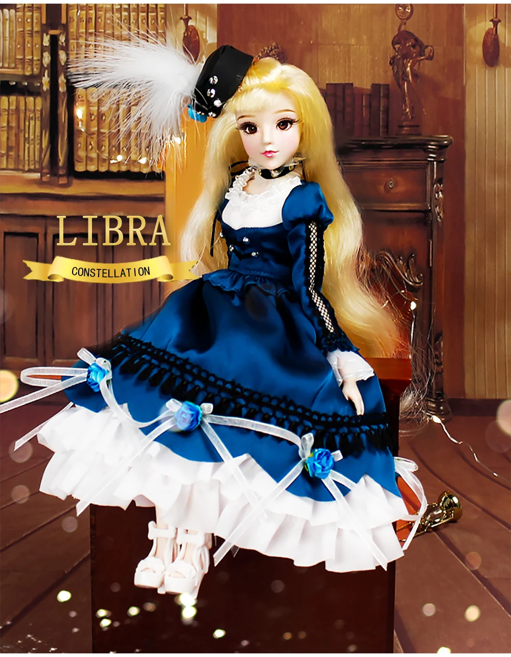 DBS bjd MMGirl 12 созвездий весы как 1/6 30 см кукла синее платье шляпа элегантное тело