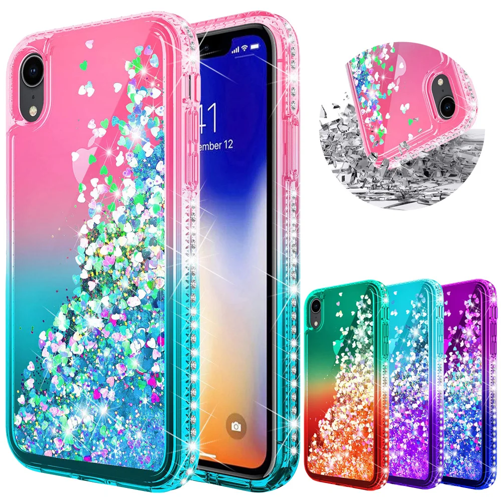 

For iPhone X XR XS Max Case Luxury Quicksand Liquid Case Bling Sequin Glitter Diamond Hard Back Cover For iPhone X Xs XR Xs Max