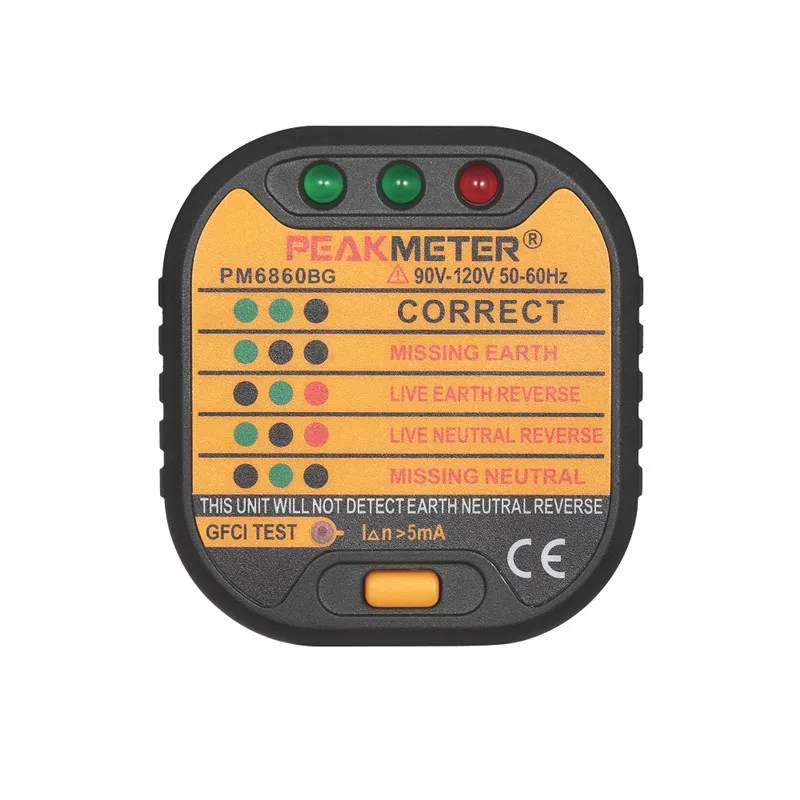 PEAKMETER PM6860BG GFCI/RCD Test Function Automatic Electric US Plug Sockets Detector Tester 50-60Hz 12004008 | Инструменты