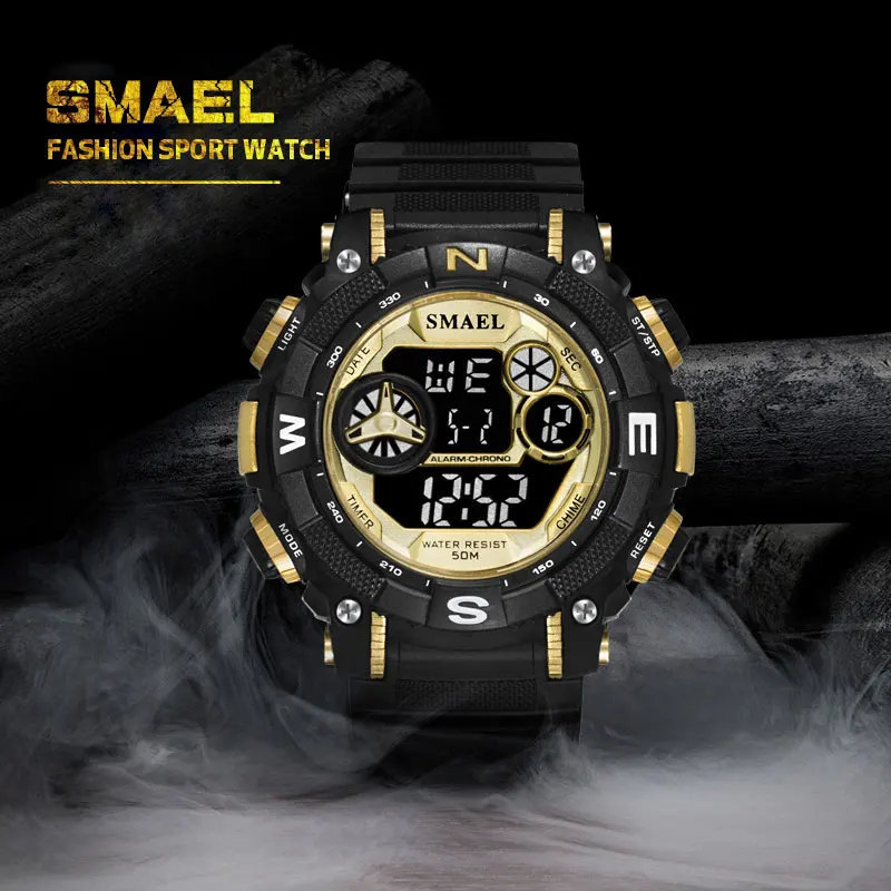 Цифровые наручные часы спортивные водонепроницаемые SMAEL S Shock Montre мужские военные