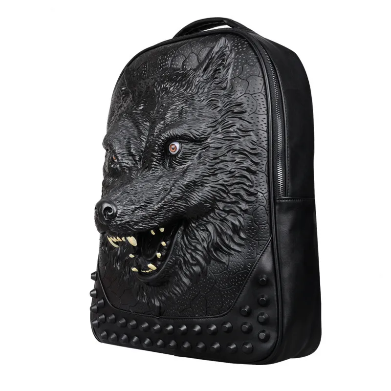 Новые стильные рюкзаки рюкзак с объемной головой волка специальные крутые сумки