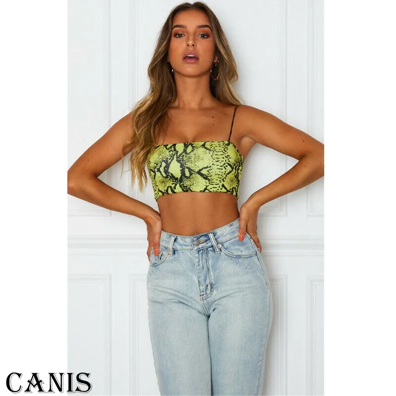 Женский жилет Сексуальная змеиная печать шаблон камзол без рукавов укороченный Повседневный Топ Лето