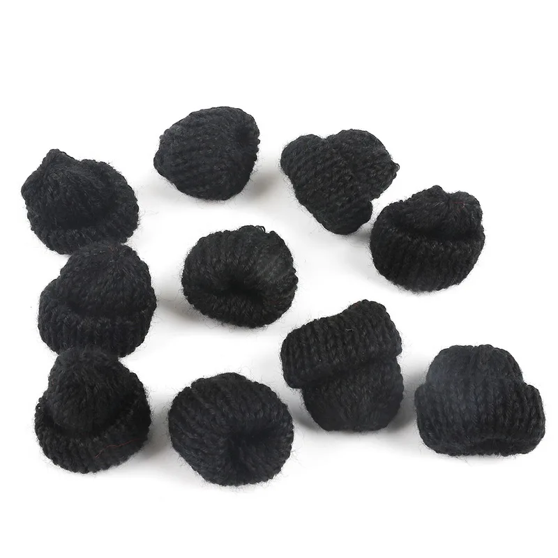 Black 10 шт./лот, мини вязаная шапка для детей, заколки для волос, сделай сам, головной убор, детские тканевые аксессуары для волос для девочек, не заколки для волос, повязка на голову - Цвет: Black