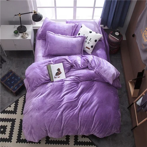 bedding set 4 Флисовый теплый Твин Полный Королева Комплект постельного белья королевского размера серый коричневый пододеяльник/пододеяльник простыня комплект ropa de cama parrure de lit - Цвет: bedding set 4