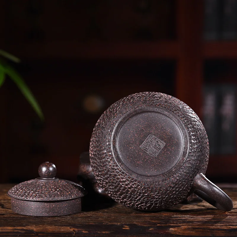 purple clay pot genuine hand-made raw ore black cinnamon mud Black Diamond imitation Tiexishi Kungfu Teapot Tea Set | Дом и сад
