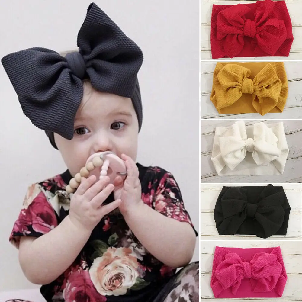 Newborn Baby Girls Hair Band Big Bow Headband Princess Cute Toddler Turban Knot Accessory Head Wrap | Детская одежда и обувь